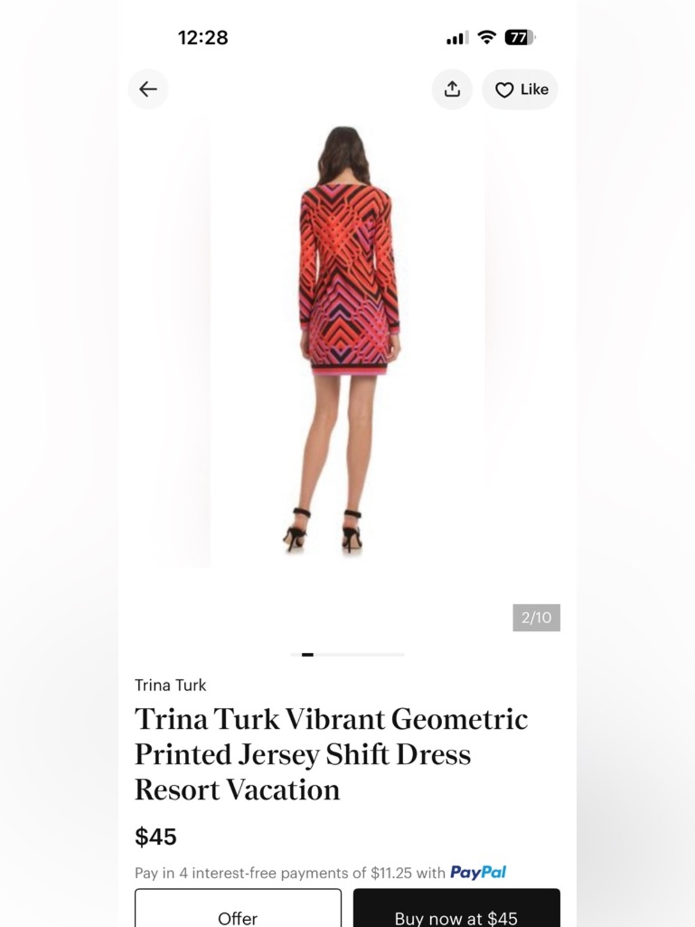 Trina Turk Black, Coral & Fuchsia Geometric Dress